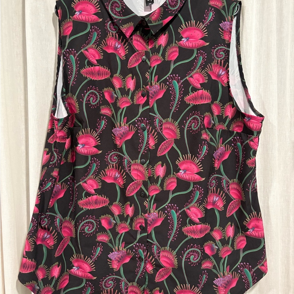 Blackmilk Black and Pink Venus Flytrap Blouse